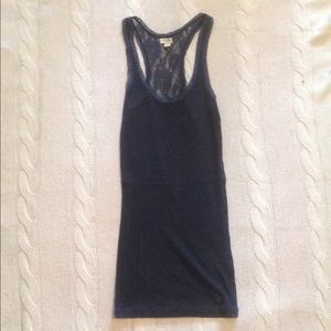 GILLY HICKS navy tank top with lace back detail